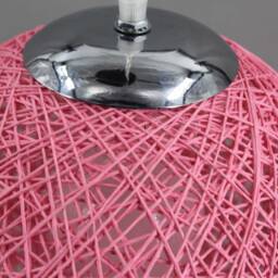 Pink Paper Rope Globe Pendant Light - Customizable Sizes - thumbnail 3
