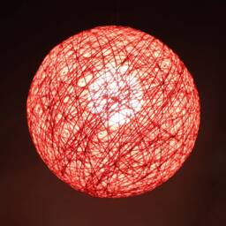 Pink Paper Rope Globe Pendant Light - Customizable Sizes - thumbnail 2
