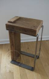 Handmade Reclaimed Wood Counter Stool - Industrial Kitchen Island Seating