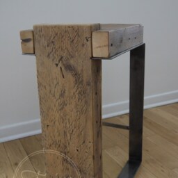 Handmade Reclaimed Wood Counter Stool - Industrial Kitchen Island Seating - thumbnail 3