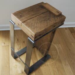 Handmade Reclaimed Wood Counter Stool - Industrial Kitchen Island Seating - thumbnail 2