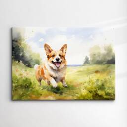 Pembroke Welsh Corgi Dog Pet Abstract Watercolor Painting Wall Art Framed Canvas Poster Print Home Kitchen Living Room Decor Gifts - thumbnail 3