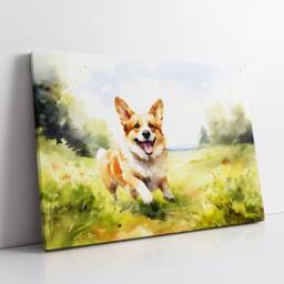 Pembroke Welsh Corgi Dog Pet Abstract Watercolor Painting Wall Art Framed Canvas Poster Print Home Kitchen Living Room Decor Gifts - thumbnail 2