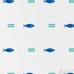 Fish & Wave Wall Decal Nautical Kids Room Wall Sticker Marine Bedroom Pattern Wallpaper Vinyl Decals Nursery Stickers Home Decor - thumbnail 2