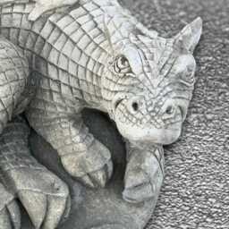 stone Curled Dragon Sculpture Outdoor Figurine Concrete Ornament Front Door Decoration Handmade Art Dragon Lover Gift - thumbnail 3