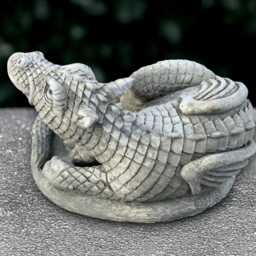 stone Curled Dragon Sculpture Outdoor Figurine Concrete Ornament Front Door Decoration Handmade Art Dragon Lover Gift - thumbnail 2