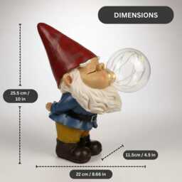 Solar Bubble Blowing Garden Gnome Statue Light, Outdoor Resin Ornament, Cute Decor, Unique Gift - thumbnail 3