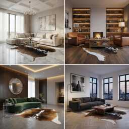 Authentic Large Brown & White Cowhide Rug - Statement Piece For Sophisticated Decor - 55x57 Inches - thumbnail 3