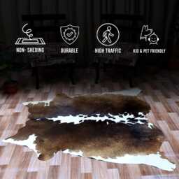 Authentic Large Brown & White Cowhide Rug - Statement Piece For Sophisticated Decor - 55x57 Inches - thumbnail 4