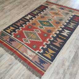Wool Jute Kilim Rug - Living Room, Bedroom, Hallway, Entrance - thumbnail 2