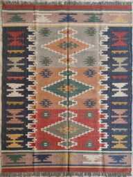 Wool Jute Kilim Rug - Living Room, Bedroom, Hallway, Entrance - thumbnail 1