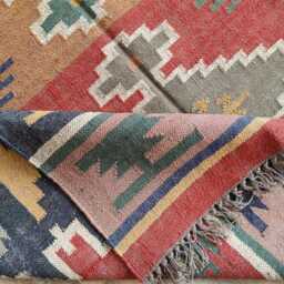 Wool Jute Kilim Rug - Living Room, Bedroom, Hallway, Entrance - thumbnail 4