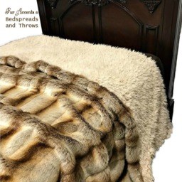 Faux Fur Throw Blanket - Brown Stripe Chinchilla, Cuddle Lining