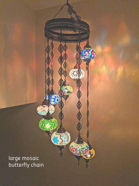 9 Large Ball Mosaic Lamps, Morocco Lantern, Chandelier Lighting, Turkish Light, Hanging Lamp, Mosaic Lighting, Mosaic Glass, Morocco Lighting - image 1