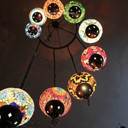 9 Large Ball Mosaic Lamps, Morocco Lantern, Chandelier Lighting, Turkish Light, Hanging Lamp, Mosaic Lighting, Mosaic Glass, Morocco Lighting - thumbnail 3