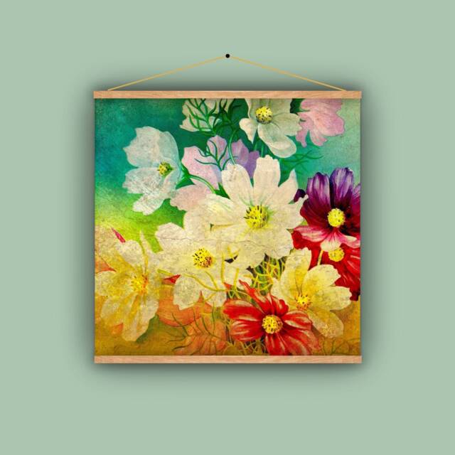 Cosmos, Flowers, Gift For Gardener, Wall Hanging, Pull Down Chart, Botanical, Seed Package, Vintage Image, Antique Art, Nature - image 1