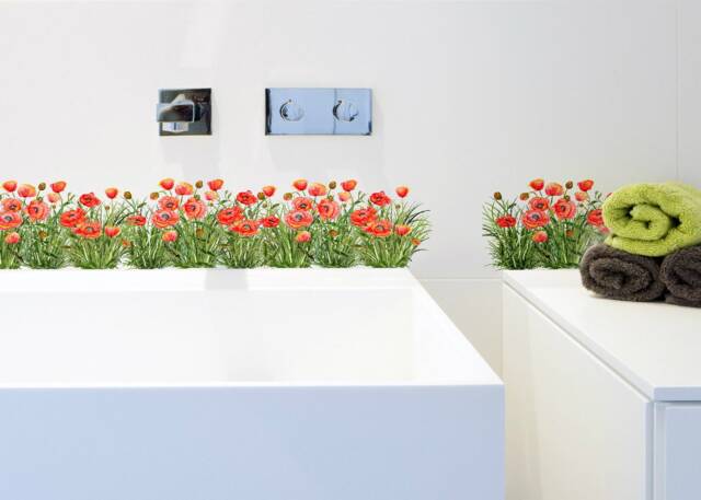 Wall Decals Grass With Poppies, Home D??cor, Kitchen Decal Border, Decor, For Tiles Walls Furniture - image 1
