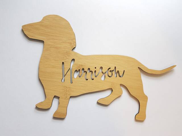 Personalised Dachshund Wall Hanging-Sausage Dog-Weiner Dog-Wall Art-Wooden Sign-Kids Gift-Baby Gift-Lasercut - image 1