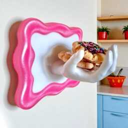Hand Holding Sugar Cookies 3D Resin Wall Art/3D Sculpture/ Sprinkle Cookies Life Size/ Weird Art/ Pop Art/ Dopamine Decor Kitschy - thumbnail 3