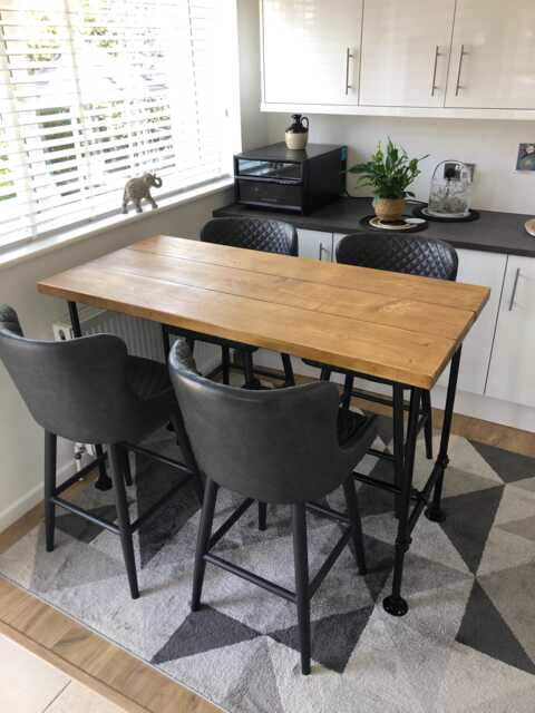 Rustic Breakfast Bar Table, Solid Timber, Industrial Tube Legs, All Made To Order - image 1