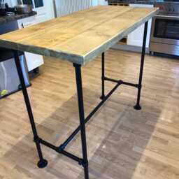 Rustic Breakfast Bar Table, Solid Timber, Industrial Tube Legs, All Made To Order - thumbnail 4