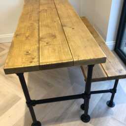 Rustic Breakfast Bar Table, Solid Timber, Industrial Tube Legs, All Made To Order - thumbnail 4