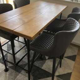 Rustic Breakfast Bar Table, Solid Timber, Industrial Tube Legs, All Made To Order - thumbnail 3