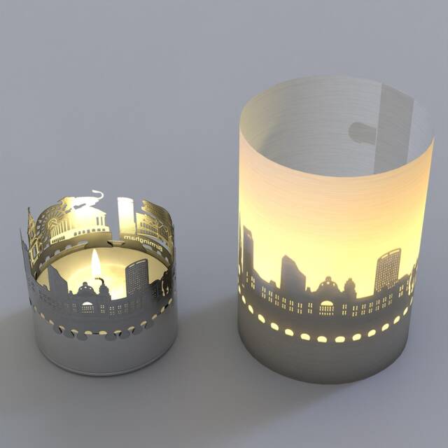 Birmingham Skyline Gift Tube Shadow Play - Souvenir Candle With Silhouette Projection Perfect For Fans - image 1