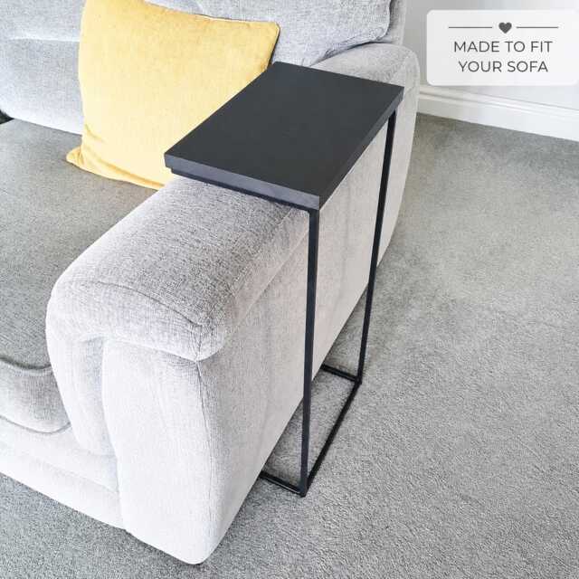 Black Sofa Arm Table - Handmade Steel C Table, Custom Fit Living Room Furniture - image 1