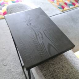 Black Sofa Arm Table - Handmade Steel C Table, Custom Fit Living Room Furniture - thumbnail 3