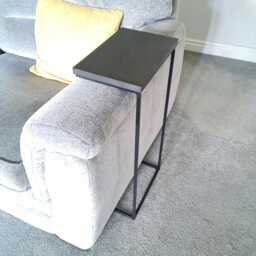 Black Sofa Arm Table - Handmade Steel C Table, Custom Fit Living Room Furniture - thumbnail 4