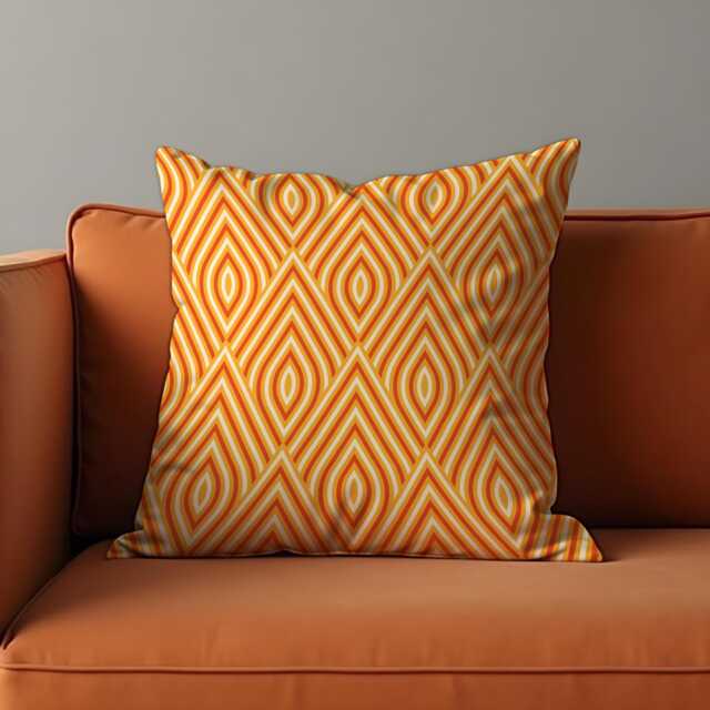 Mid Century Modern Geometric Cushion Cover, Retro Orange & Yellow Decorative Throw Pillow Case For Sofa Living Room Decor Home - image 1