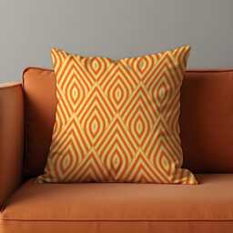 Mid Century Modern Geometric Cushion Cover, Retro Orange & Yellow Decorative Throw Pillow Case For Sofa Living Room Decor Home - thumbnail 1