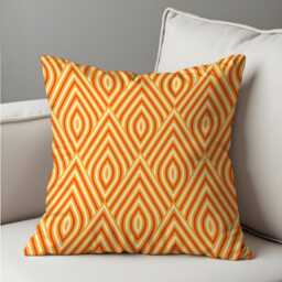 Mid Century Modern Geometric Cushion Cover, Retro Orange & Yellow Decorative Throw Pillow Case For Sofa Living Room Decor Home - thumbnail 3