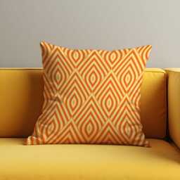 Mid Century Modern Geometric Cushion Cover, Retro Orange & Yellow Decorative Throw Pillow Case For Sofa Living Room Decor Home - thumbnail 2
