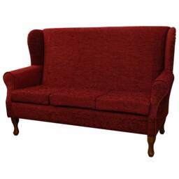 Handmade Wine Red Wingback 3 Seater Sofa Camden Stria Fabric, British Made - thumbnail 1