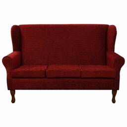 Handmade Wine Red Wingback 3 Seater Sofa Camden Stria Fabric, British Made - thumbnail 2
