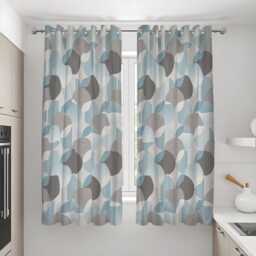 Modern Geometric Curtains, Blue Grey Abstract Drapes, Eyelet Or Rod Pocket Custom Length Made To Measure Panels - thumbnail 2