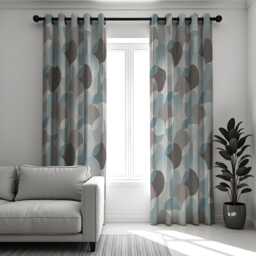 Modern Geometric Curtains, Blue Grey Abstract Drapes, Eyelet Or Rod Pocket Custom Length Made To Measure Panels