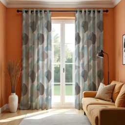 Modern Geometric Curtains, Blue Grey Abstract Drapes, Eyelet Or Rod Pocket Custom Length Made To Measure Panels - thumbnail 3
