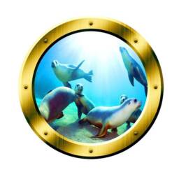 Underwater Scene Porthole Vinyl Wall Decal Seals Family Art Ocean View 3D Window Gold Portal Gp1 - thumbnail 2