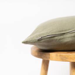 Green Linen Cushion Covers, Pure Stone Washed & Softened Cushions 45cm X - 18 - thumbnail 3