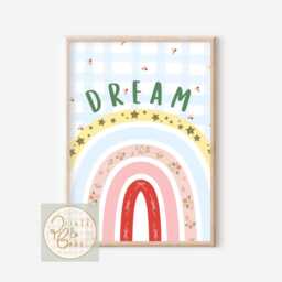 Bright Paste Rainbow With A Dream Quote. Perfect Girls Room Wall Art - Print Only - thumbnail 3