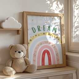 Bright Paste Rainbow With A Dream Quote. Perfect Girls Room Wall Art - Print Only - thumbnail 2