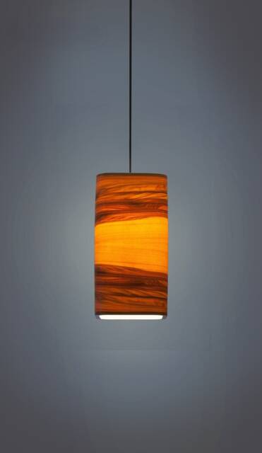 Pendant Veneer Lamp, Made Of Red Gum Veneer, Minimalist Linear Shape, Wood Hanging Contemporary Light Fixture, Kitchen Island Lighting - image 1