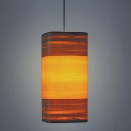 Pendant Veneer Lamp, Made Of Red Gum Veneer, Minimalist Linear Shape, Wood Hanging Contemporary Light Fixture, Kitchen Island Lighting - thumbnail 3