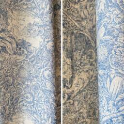 Beige Blue Toile De Jouy Linen Curtains French Provincial Drapes Traditional Pastoral Print Window Panels Farmhouse Floral Bespoke Curtain - thumbnail 3
