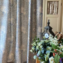 Beige Blue Toile De Jouy Linen Curtains French Provincial Drapes Traditional Pastoral Print Window Panels Farmhouse Floral Bespoke Curtain - thumbnail 2