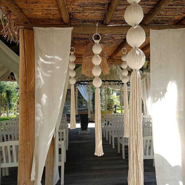 Macrame Ball Hanging Set - Boho Wedding Venue Decor - image 1
