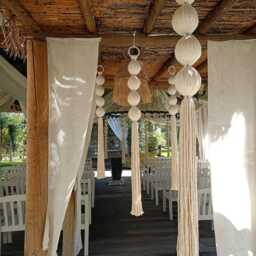 Macrame Ball Hanging Set - Boho Wedding Venue Decor - thumbnail 1